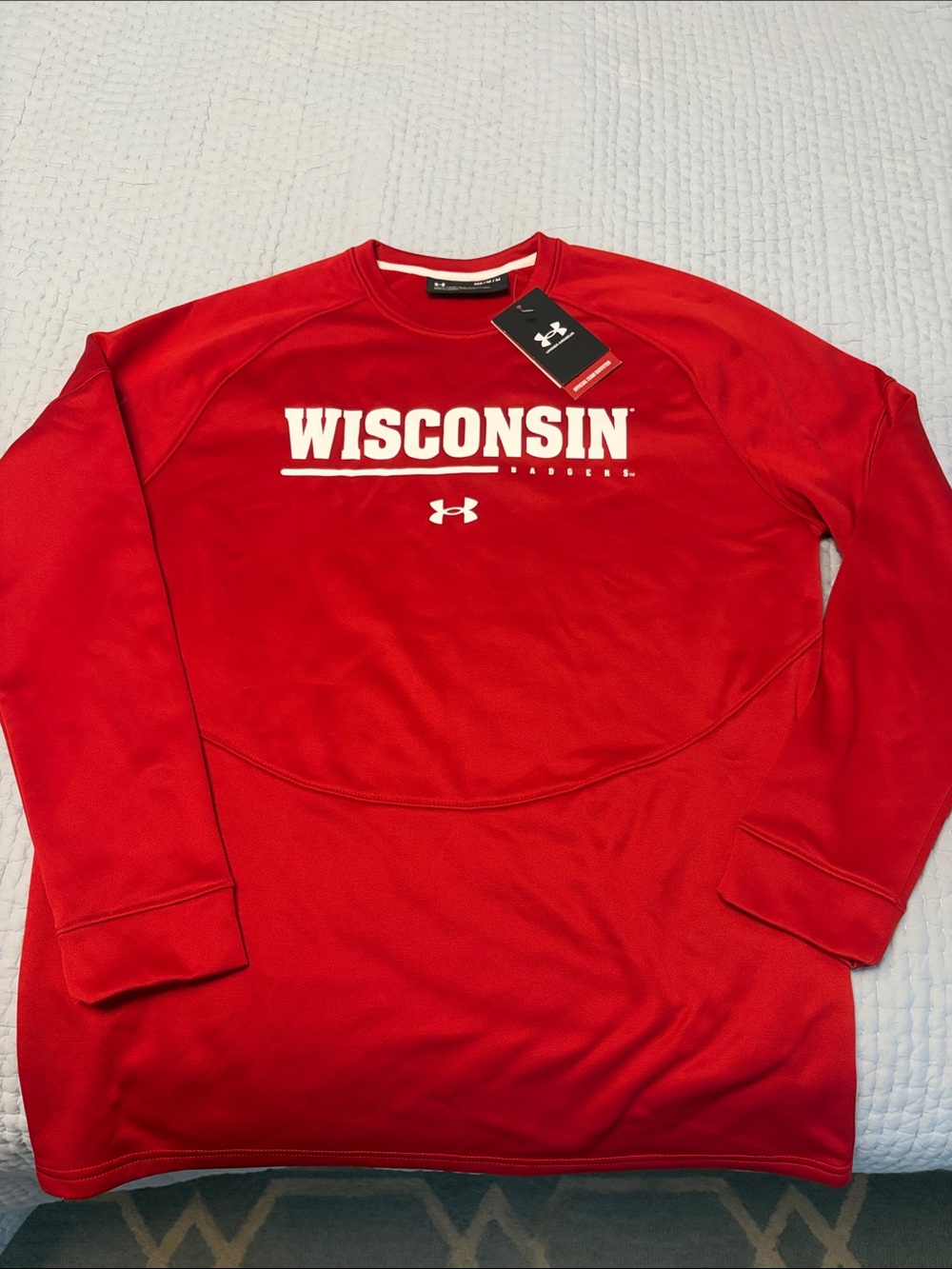 Under Armour Red Wisconsin Crewneck Performance Pullover